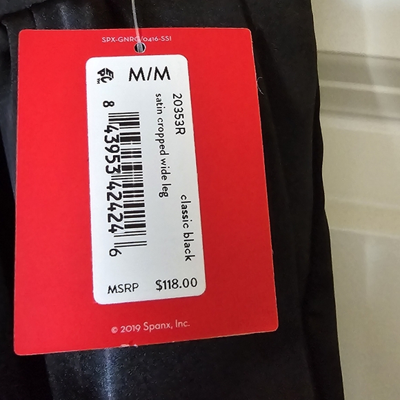 Spanx Satin Cropped Wide Leg Pants Size Medium - Picture 2 of 5